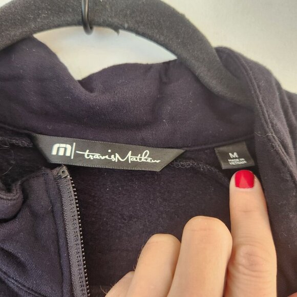 Travis Matthew Golf Quarter Zip Pullover Black Long Sleeve Shirt Sweatshirt M - Picture 4 of 6